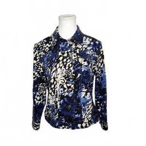 Hearts of Palm Blue and Black Quilted Jacket Size 6